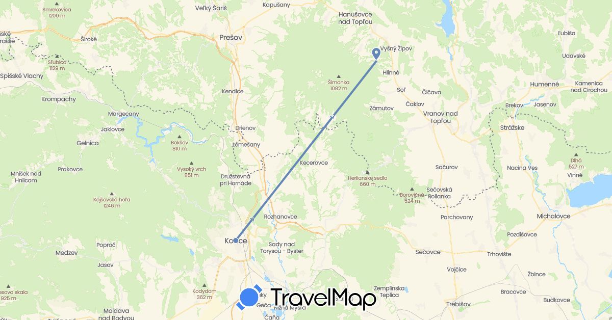 TravelMap itinerary: driving, cycling in Slovakia (Europe)